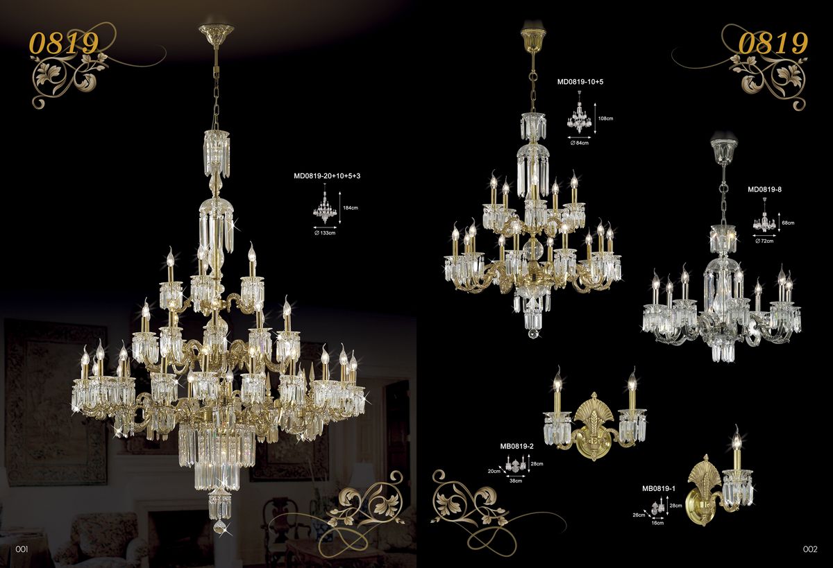 Lobby brass crystal pendant chandelier(MD0819-10+5)