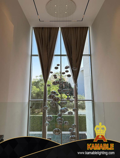 Oval Simple Modern Custom Chrome Glass Chandelier in Villa (KIZ-53C)