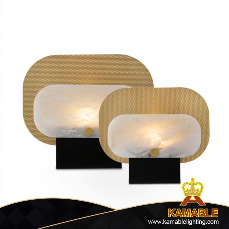 Oval Metal Marble Bedroom Gold Table Light (MT21760-1-350)