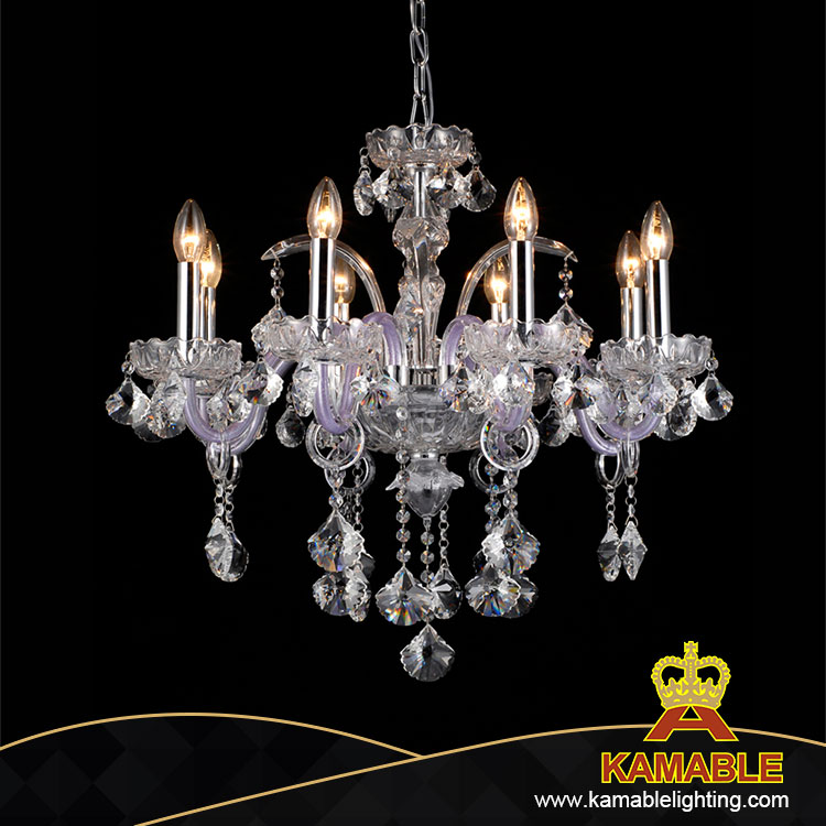 Newly Design Simple Unique Clear Gold Metal Crystal Chandelier (11001-8)