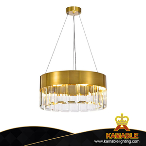 Round Light Luxury Crystal Metal Ring Pendant Lamp in Living Room (UR821)
