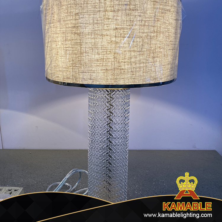 Traditional Style Exquisite White Fabrice Clear Glass Table Lamp (KJZ03)