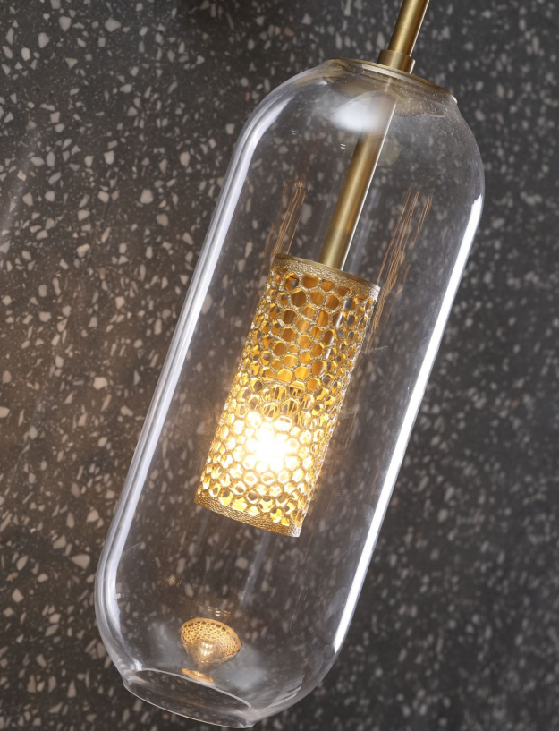 Delicate Clear Glass Gold Mesh Metal Hotel Wall Lamp (MB80520-1-625T)
