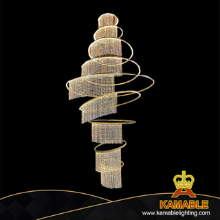 Luxury Custom Project Impressive Gold Metal Crystal Chandelier in Hall (KIZ-61C)