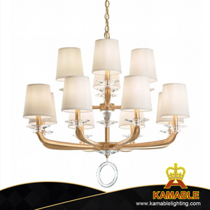 Luxury Villa Antique Brass Glass Crystal Chandelier in Lobby (KIB-09C)