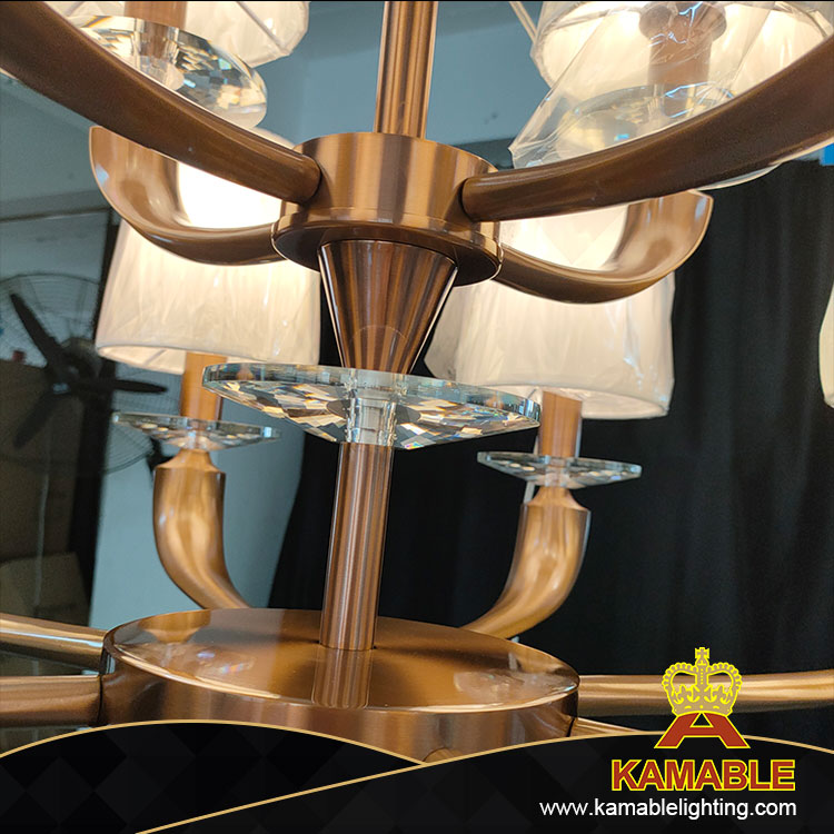Luxury Villa Antique Brass Glass Crystal Chandelier in Lobby (KIB-09C)