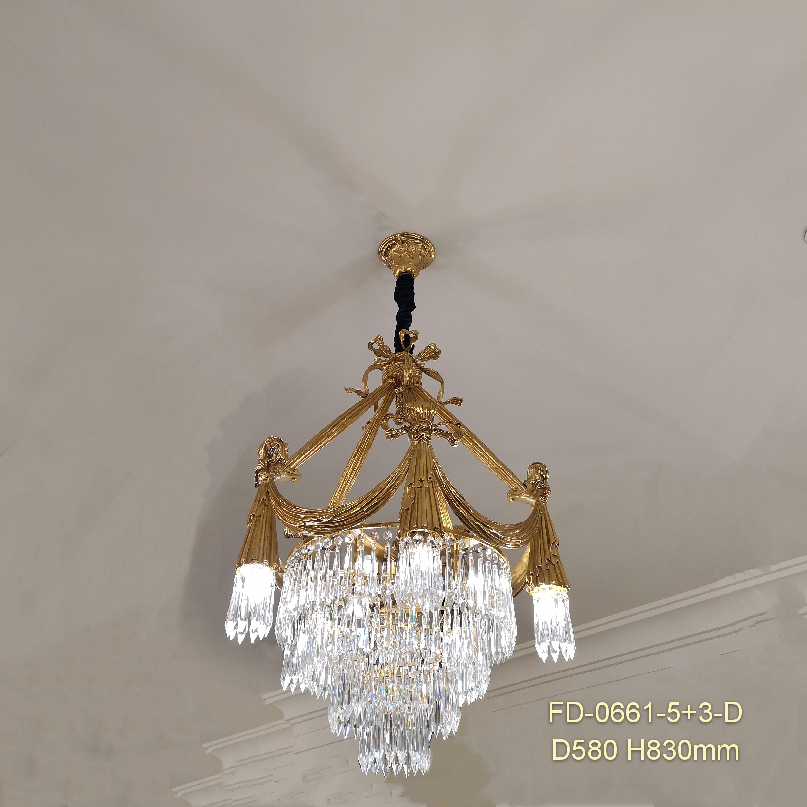 Crystal Decorative Antique Brass Chandeliers for Hotel Villa (FD-1713-8+8+4)
