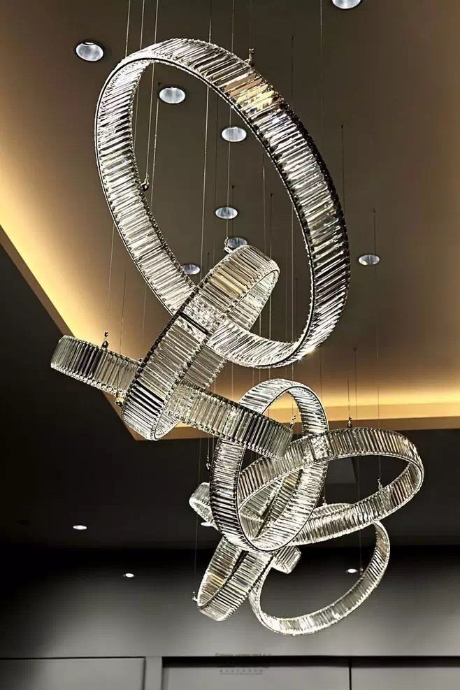 Hotel Project Lobby Crystal Ring Hanging Pendant Lamp (KAJ18011)
