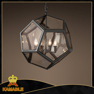 Decorative lantern shape steel frame candle pendant lights(KM0202P-4)