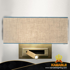 Modern design hotel guestroom villa decorative bedroom brass indoor fabric led wall lamp (KAWL-01) 