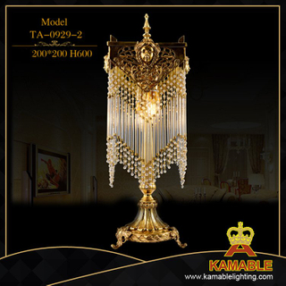 Bedside Hotel Degsign Antique Brass Crystal Table Lamp (FT-0612-2)