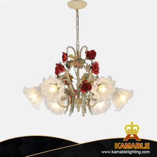 Modern Rose Decorative Pendant Lamp Iron Chandelier (AT0247/6)