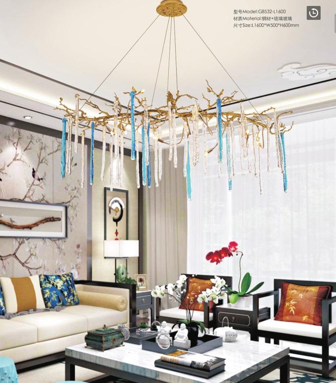 Fancy Decorative Coloured Glaze Glass Chandelier Light (G8531-800)