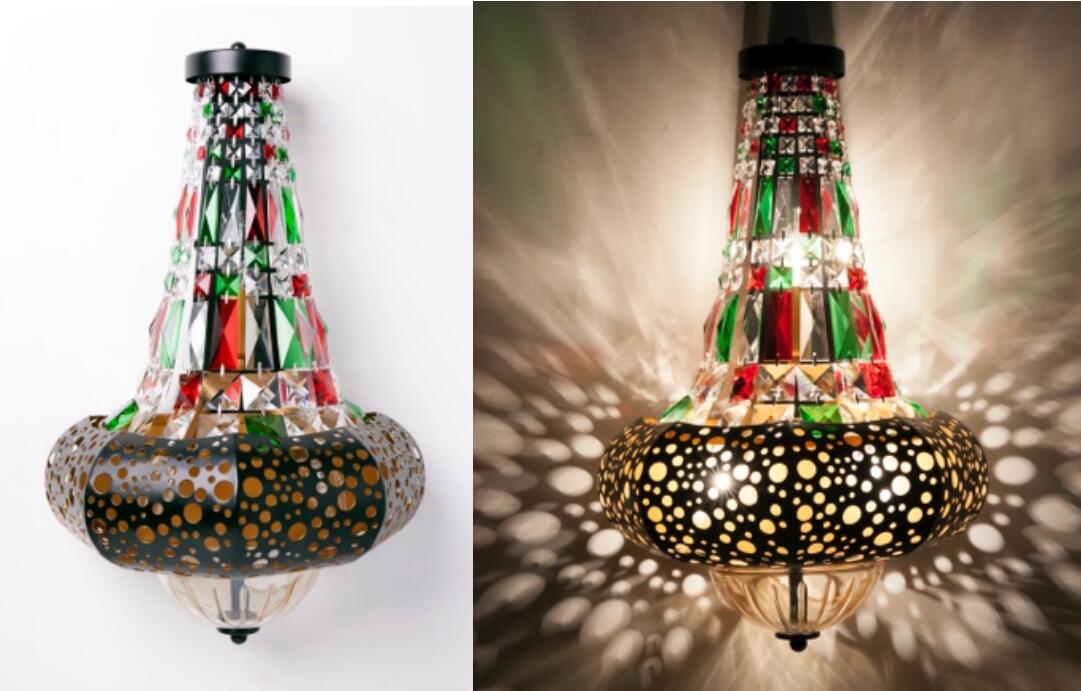 Europe Project Bubbly Crystal Gold Steel Wall Lamp (KA006-B-03-01)